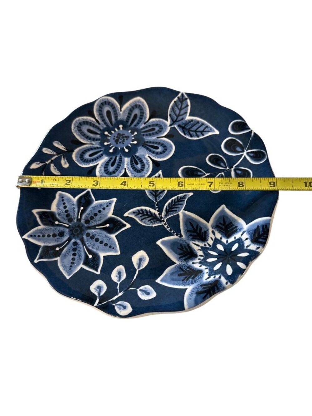 Pier 1 Imports Indigo Floral Ironstone 9” Luncheon Plates Set Of 4 Cottagecore - Picture 4 of 4